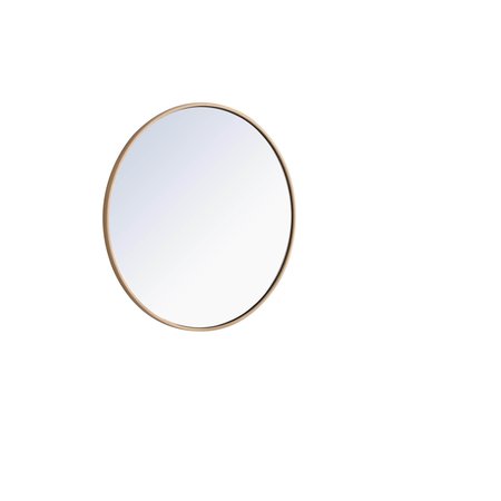 Elegant Decor Metal Frame Round Mirror 28 Inch Brass Finish MR4035BR